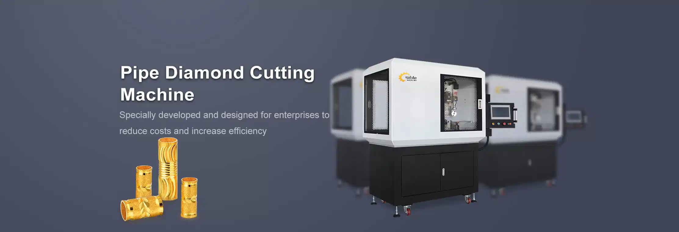 Sible Pipe Diamond Cutting Machine - Industrial CNC machine for cutting decorative patterns on metal pipes, featuring automated control system and touchscreen interface.