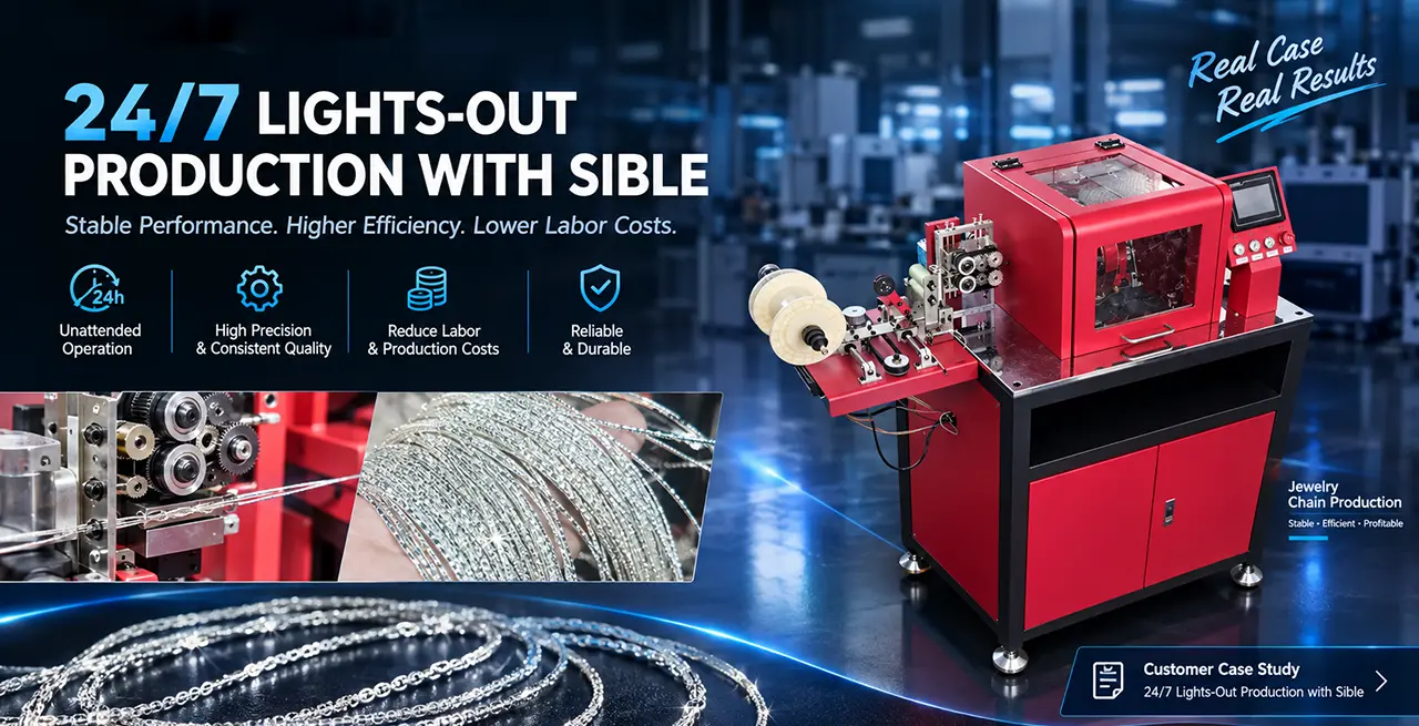 SIBLE automated jewelry chain cutting machine enables 24/7 lights-out production with unattended operation